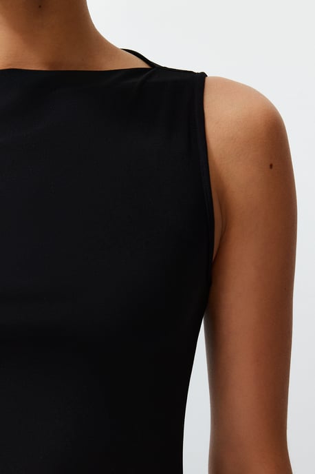 TRENDYOLMİLLA Damen Schwarz Einfarbig Maxi Ärmellos Abend / Alltag Bodycon Kleider - Image 4