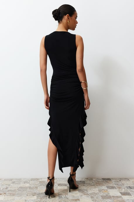 TRENDYOLMİLLA Damen Schwarz Einfarbig Maxi Ärmellos Abend / Alltag Bodycon Kleider - Image 5