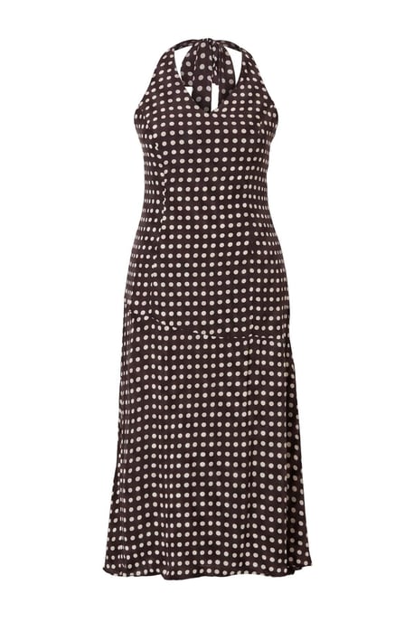 Trendyol Curve Damen Braun Gepunktet Maxi Ärmellos A-Linie Große Größen Kleid - Image 3