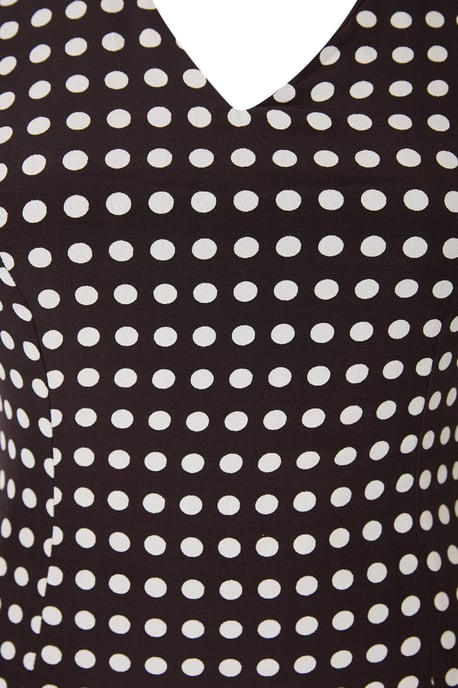 Trendyol Curve Damen Braun Gepunktet Maxi Ärmellos A-Linie Große Größen Kleid - Image 4