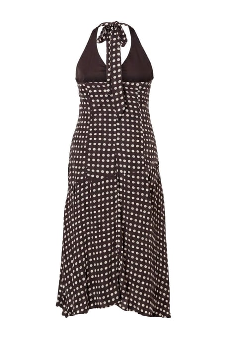 Trendyol Curve Damen Braun Gepunktet Maxi Ärmellos A-Linie Große Größen Kleid - Image 5