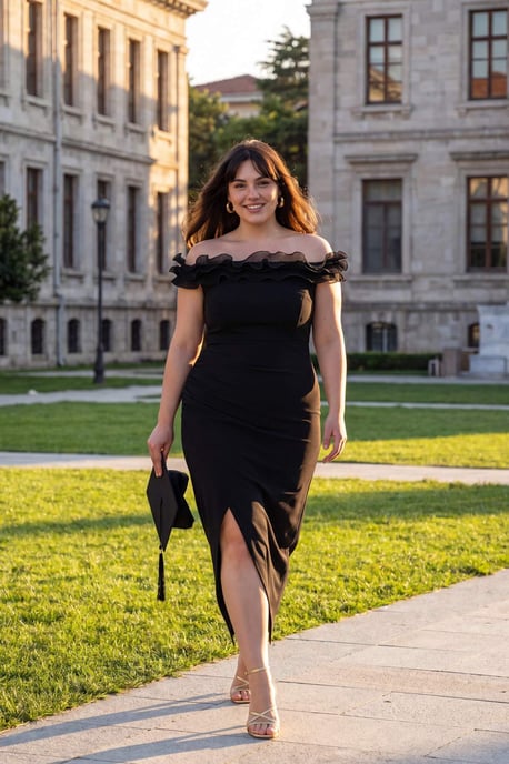 Trendyol Curve Damen Schwarz Einfarbig Maxi Ärmellos Elegant/Abend A-Linie Große Größen Kleid - Image 1