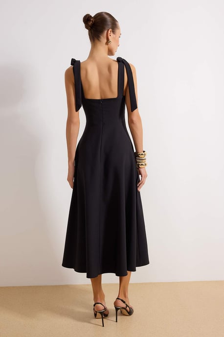 TRENDYOLMİLLA Damen Schwarz Einfarbig Maxi Ärmellos Elegant/Abend Skater Kleider - Image 3