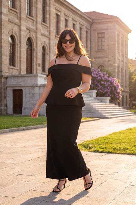 Trendyol Curve Damen Schwarz Einfarbig Maxi Ärmellos Elegant/Abend A-Linie Große Größen Kleid - Image 1