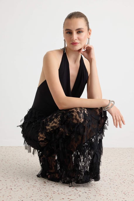 TRENDYOLMİLLA Damen Schwarz Einfarbig Maxi Ärmellos Gerade Abend & Ball Kleid - Image 2