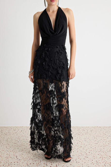 TRENDYOLMİLLA Damen Schwarz Einfarbig Maxi Ärmellos Gerade Abend & Ball Kleid - Image 3