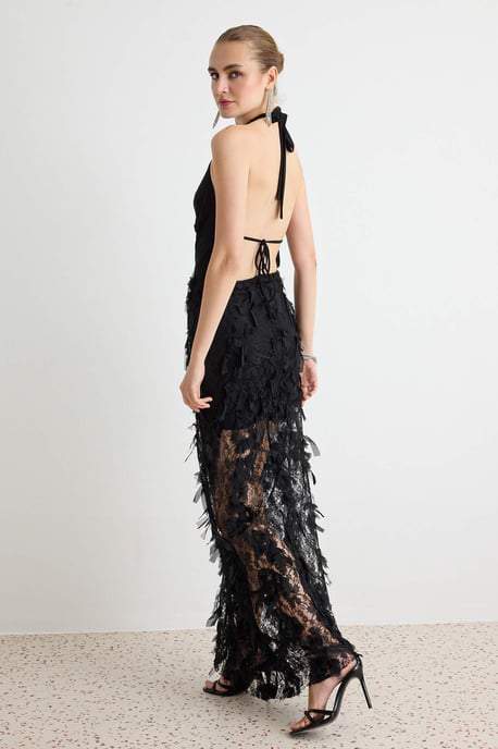 TRENDYOLMİLLA Damen Schwarz Einfarbig Maxi Ärmellos Gerade Abend & Ball Kleid - Image 5