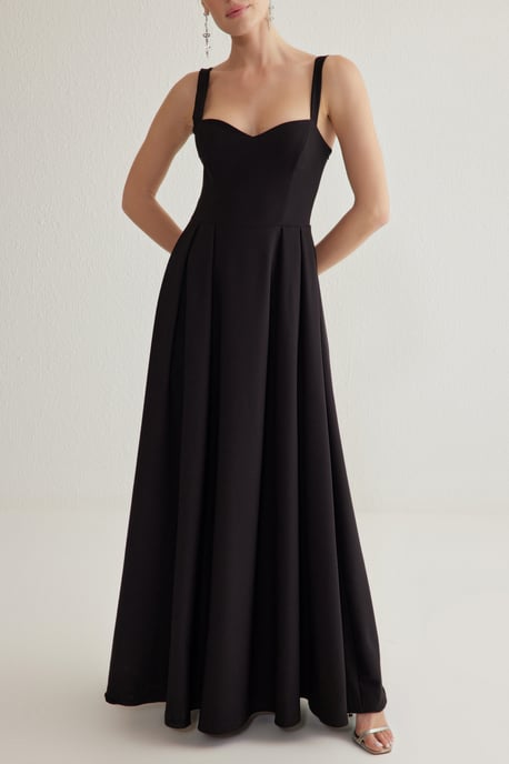 TRENDYOLMİLLA Damen Schwarz Einfarbig Maxi Ärmellos Abschluss / Ball Skater Abend & Ball Kleid - Image 2