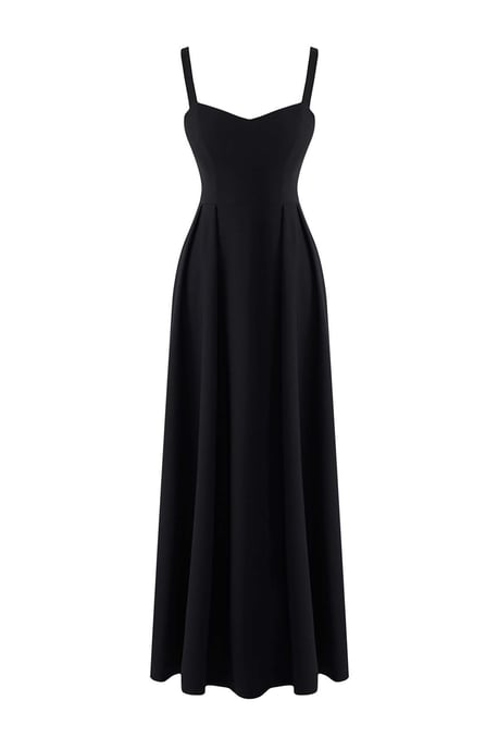 TRENDYOLMİLLA Damen Schwarz Einfarbig Maxi Ärmellos Abschluss / Ball Skater Abend & Ball Kleid - Image 5