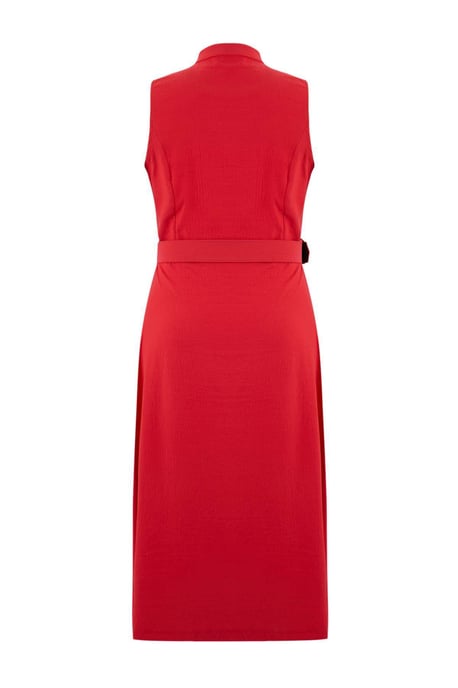 Trendyol Curve Damen Rot Einfarbig Maxi Ärmellos Casual Hemdblusenkleid Große Größen Kleid - Image 4