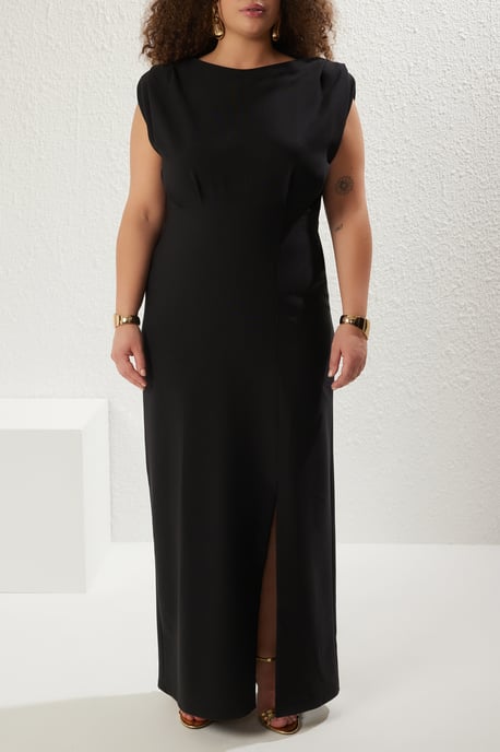 Trendyol Curve Damen Schwarz Einfarbig Maxi Lang Elegant/Abend A-Linie Große Größen Kleid - Image 2