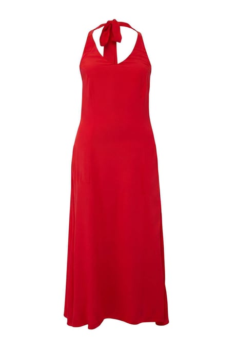 Trendyol Curve Damen Rot Gepunktet Maxi Ärmellos A-Linie Große Größen Kleid - Image 3