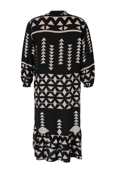 Trendyol Curve Damen Schwarz Geometrisches Muster Maxi Lang Casual Hemdblusenkleid Große Größen Kleid - Image 5