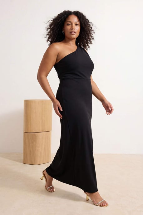 Trendyol Curve Damen Schwarz Einfarbig Maxi Ärmellos Abschluss / Ball Gerade Große Größen Kleid - Image 2