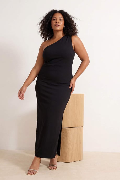 Trendyol Curve Damen Schwarz Einfarbig Maxi Ärmellos Abschluss / Ball Gerade Große Größen Kleid - Image 6