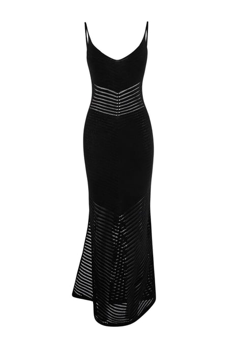 TRENDYOLMİLLA Damen Schwarz Lochmuster Maxi Kurz Strandmode Kleider - Image 4