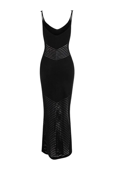 TRENDYOLMİLLA Damen Schwarz Lochmuster Maxi Kurz Strandmode Kleider - Image 5
