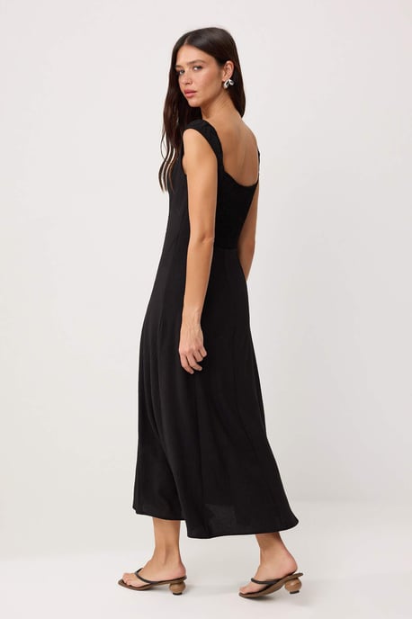 TRENDYOLMİLLA Damen Schwarz Einfarbig Maxi Ärmellos Slipkleider - Image 3