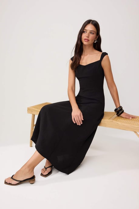 TRENDYOLMİLLA Damen Schwarz Einfarbig Maxi Ärmellos Slipkleider - Image 4
