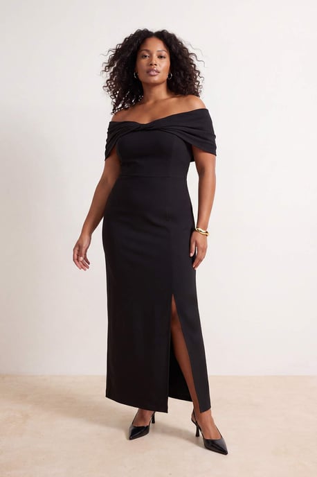 Trendyol Curve Damen Schwarz Einfarbig Maxi Ärmellos Abschluss / Ball Bodycon Große Größen Kleid - Image 2