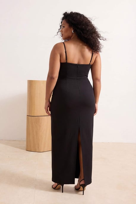 Trendyol Curve Damen Schwarz Einfarbig Maxi Ärmellos Abschluss / Ball A-Linie Große Größen Kleid - Image 2