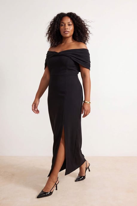 Trendyol Curve Damen Schwarz Einfarbig Maxi Ärmellos Abschluss / Ball Bodycon Große Größen Kleid - Image 6