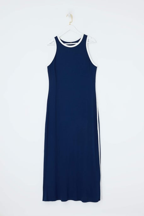 Trendyol Curve Damen Dunkelblau Einfarbig Maxi Ärmellos Casual Gerade Große Größen Kleid - Image 3