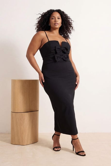 Trendyol Curve Damen Schwarz Einfarbig Maxi Ärmellos Abschluss / Ball A-Linie Große Größen Kleid - Image 6