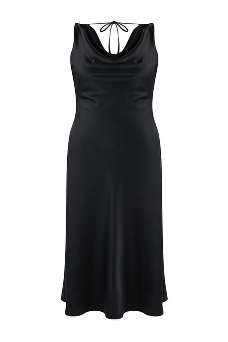 Trendyol Curve Damen Schwarz Einfarbig Maxi Ärmellos Party Bodycon Große Größen Kleid - Image 3