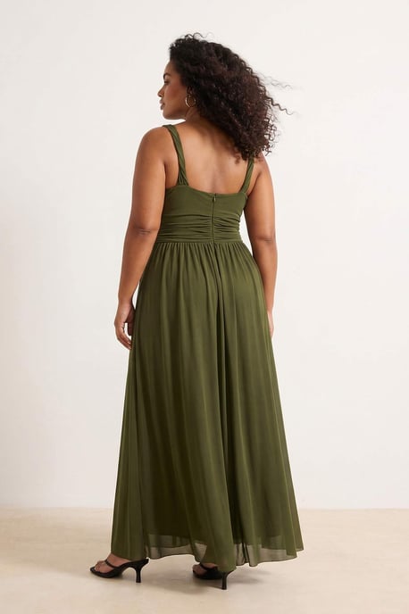 Trendyol Curve Damen Grün Einfarbig Maxi Ärmellos Abschluss / Ball A-Linie Große Größen Kleid - Image 2