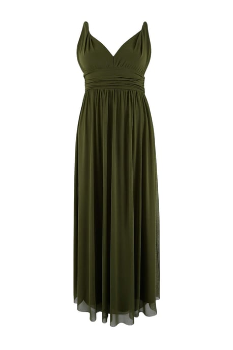 Trendyol Curve Damen Grün Einfarbig Maxi Ärmellos Abschluss / Ball A-Linie Große Größen Kleid - Image 3