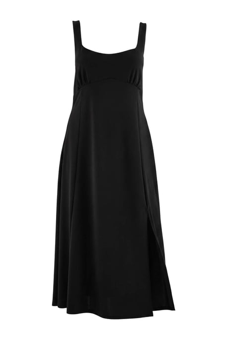 Trendyol Curve Damen Schwarz Einfarbig Maxi Ärmellos A-Linie Große Größen Kleid - Image 2