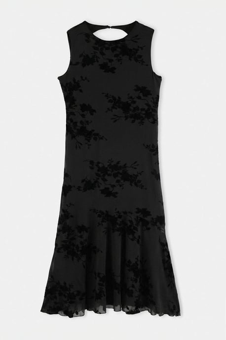 Trendyol Curve Damen Schwarz Geblümt Maxi Ärmellos A-Linie Große Größen Kleid - Image 3