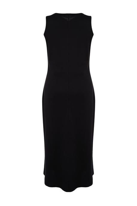 Trendyol Curve Damen Schwarz Einfarbig Maxi Ärmellos Casual Gerade Große Größen Kleid - Image 5