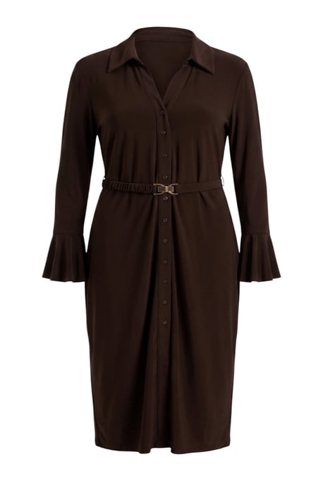 Trendyol Curve Maxi‑kleid, gerade Passform, lang, große Größen (Plus Size) - Braun - Image 5