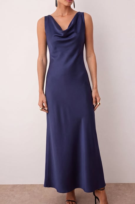 TRENDYOLMİLLA Damen Dunkelblau Einfarbig Maxi Ärmellos Elegant/Abend A-Linie Kleider - Image 2