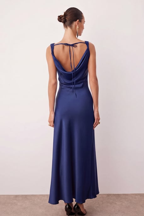 TRENDYOLMİLLA Damen Dunkelblau Einfarbig Maxi Ärmellos Elegant/Abend A-Linie Kleider - Image 3