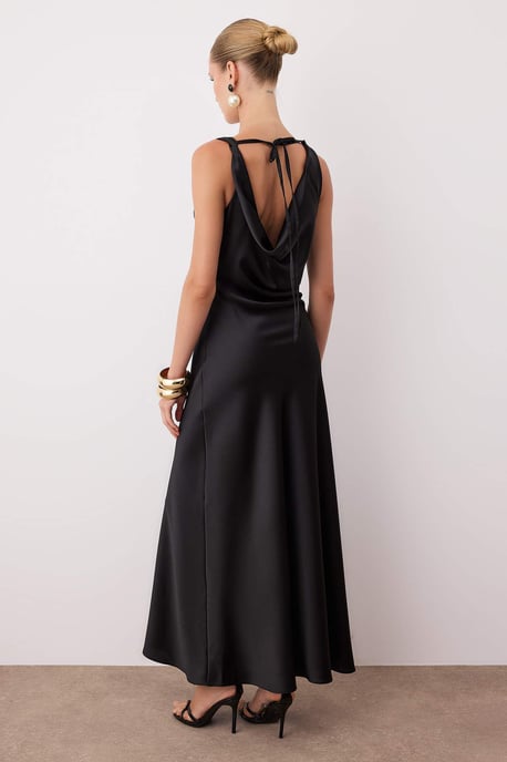 TRENDYOLMİLLA Damen Schwarz Einfarbig Maxi Ärmellos Elegant/Abend A-Linie Kleider - Image 3