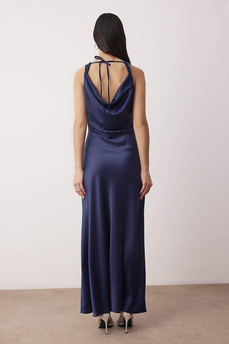 TRENDYOLMİLLA Damen Dunkelblau Einfarbig Maxi Ärmellos Elegant/Abend A-Linie Kleider - Image 4