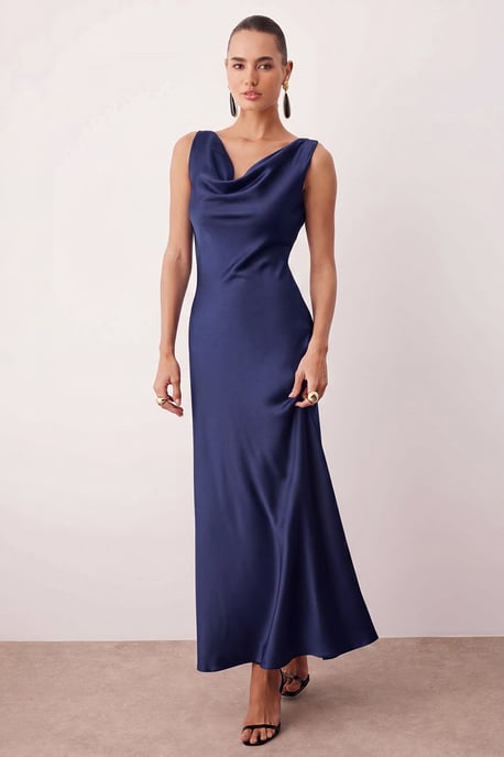TRENDYOLMİLLA Damen Dunkelblau Einfarbig Maxi Ärmellos Elegant/Abend A-Linie Kleider - Image 5