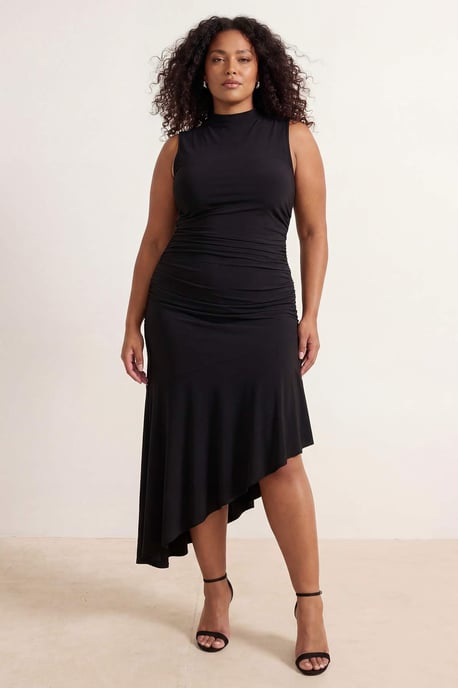 Trendyol Curve Ärmelloses Maxikleid im Skater-Look mit legerer Passform, große Größen - Schwarz - Image 1