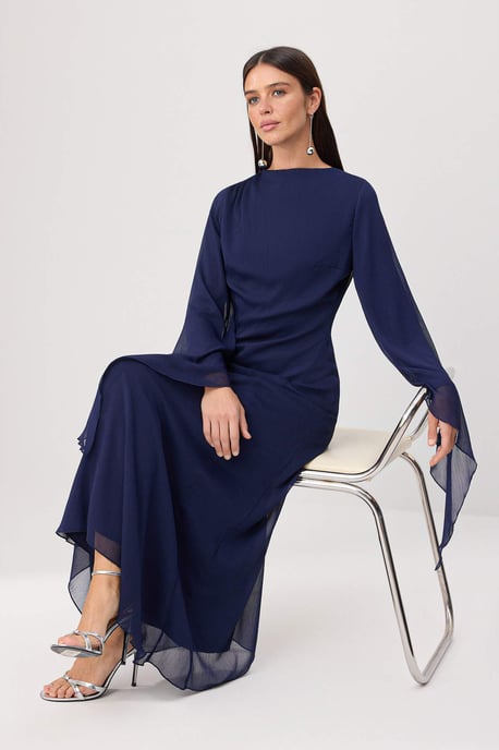 Trendyol Modest Damen Dunkelblau Einfarbig Maxi Lang Elegant/Abend Gerade Modest Kleider - Image 4