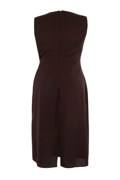 Trendyol Curve Damen Braun Einfarbig Maxi Ärmellos Casual A-Linie Große Größen Kleid - Image 5