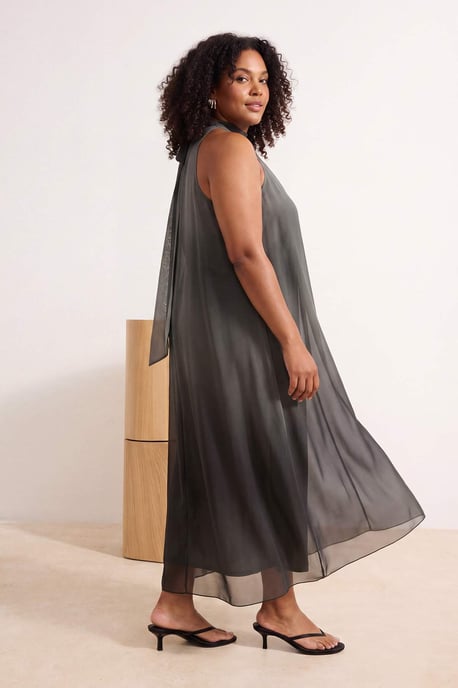Trendyol Curve Damen Grün Batikmuster Maxi Ärmellos Casual A-Linie Große Größen Kleid - Image 2
