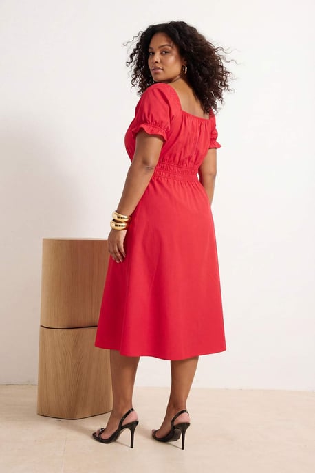 Trendyol Curve Damen Rot Einfarbig Maxi Kurz Casual A-Linie Große Größen Kleid - Image 4