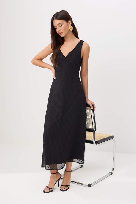 TRENDYOLMİLLA Damen Schwarz Einfarbig Maxi Ärmellos Gerade Kleider - Image 4