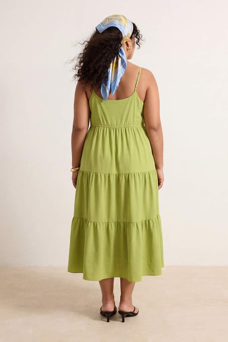 Trendyol Curve Damen Grün Einfarbig Maxi Ärmellos Casual A-Linie Große Größen Kleid - Image 2