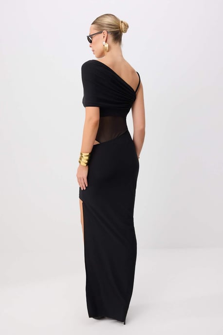 TRENDYOLMİLLA Damen Schwarz Einfarbig Maxi Ärmellos Gerade Abend & Ball Kleid - Image 3