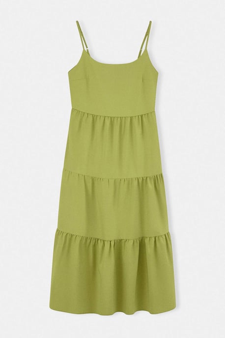 Trendyol Curve Damen Grün Einfarbig Maxi Ärmellos Casual A-Linie Große Größen Kleid - Image 3