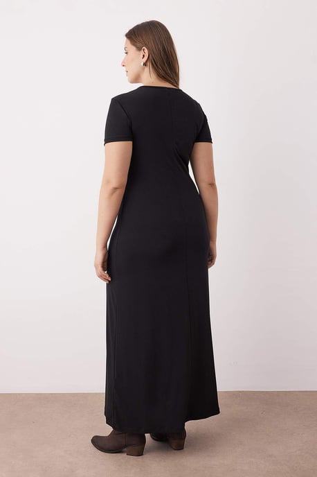Trendyol Curve Damen Schwarz Einfarbig Maxi Kurz Abend / Alltag A-Linie Große Größen Kleid - Image 3